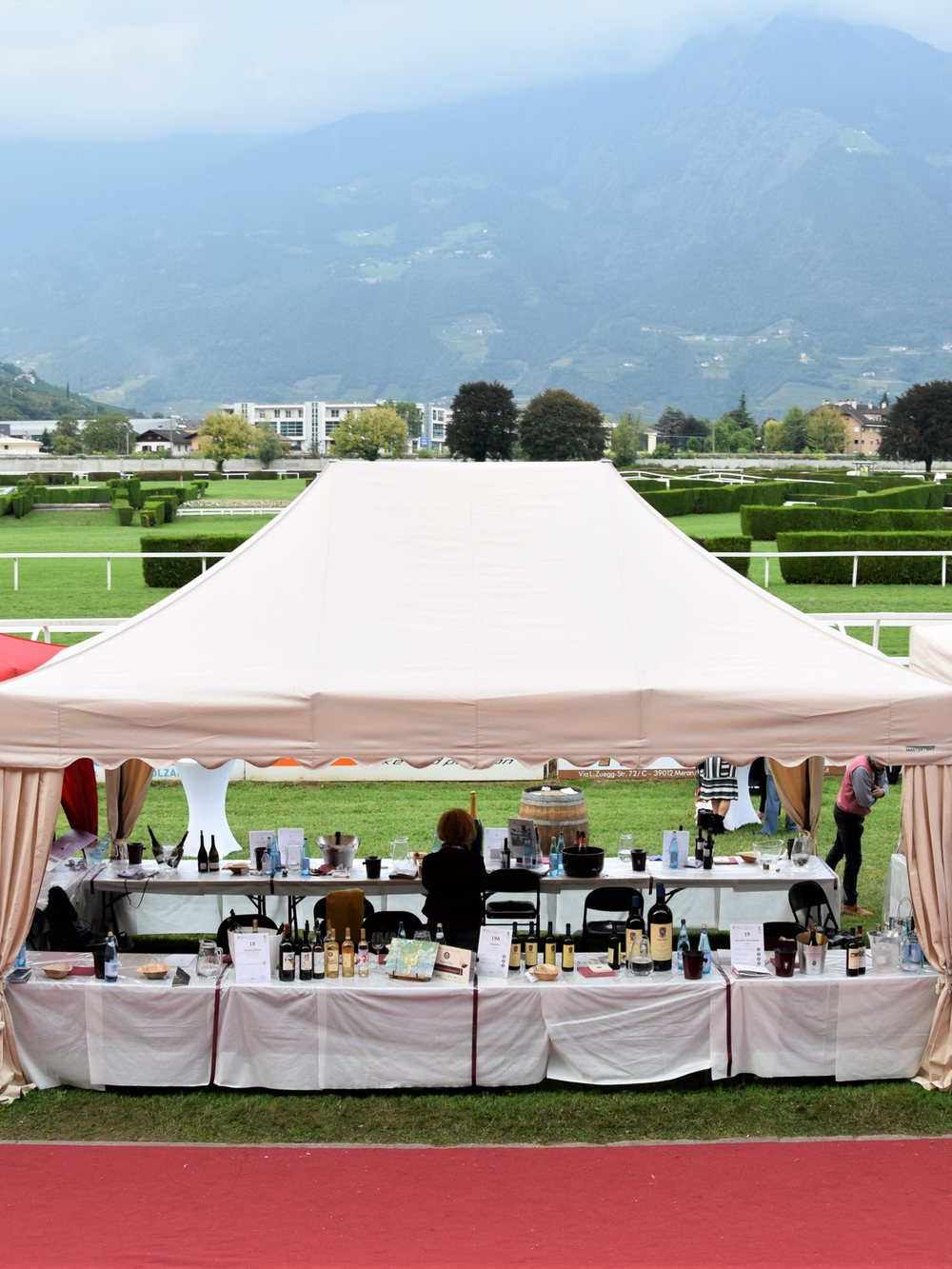 I gazebo del Merano WineFestival e la conca di Merano